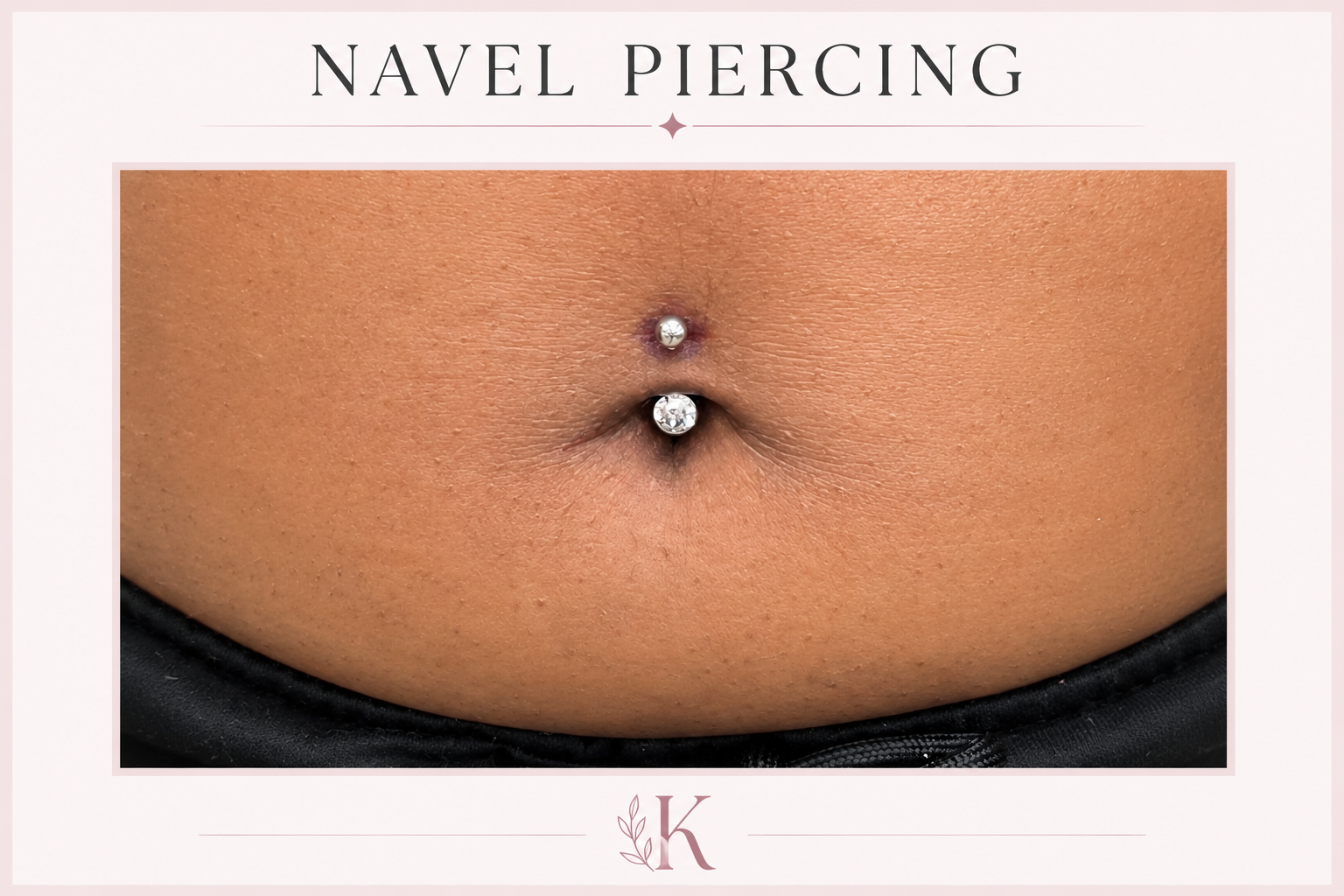 Naval piercing with crystal jewellery